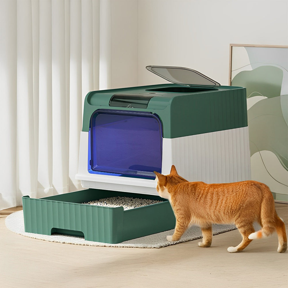Fully Enclosed Cat Litter Box with UV Sterilization