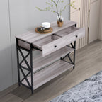 Narrow Wooden Console Table with Drawers