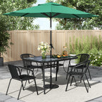 Black Garden Square Marble Patio Table With Umbrella Hole