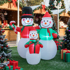 Garden Sanctuary 6ft Christmas inflatable snowman family with LED lights, festive outdoor holiday decoration for winter display