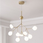 Modern Firefly LED chandelier by DEMOLIGHTS featuring Nordic leaf branch design with multiple hanging LED lights.