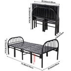 Garden Sanctuary metal folding bed frame with secure buckle design, showcasing sturdy metal construction and foldable mechanism.