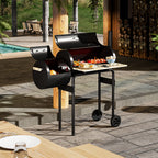 Portable Outdoor Charcoal BBQ Grill with Offset Smoker