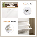 Wooden 2 Drawer Flip Down Shoe Cabinet