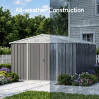10 ft Wide Metal Garden Storage Shed with Apex Roof