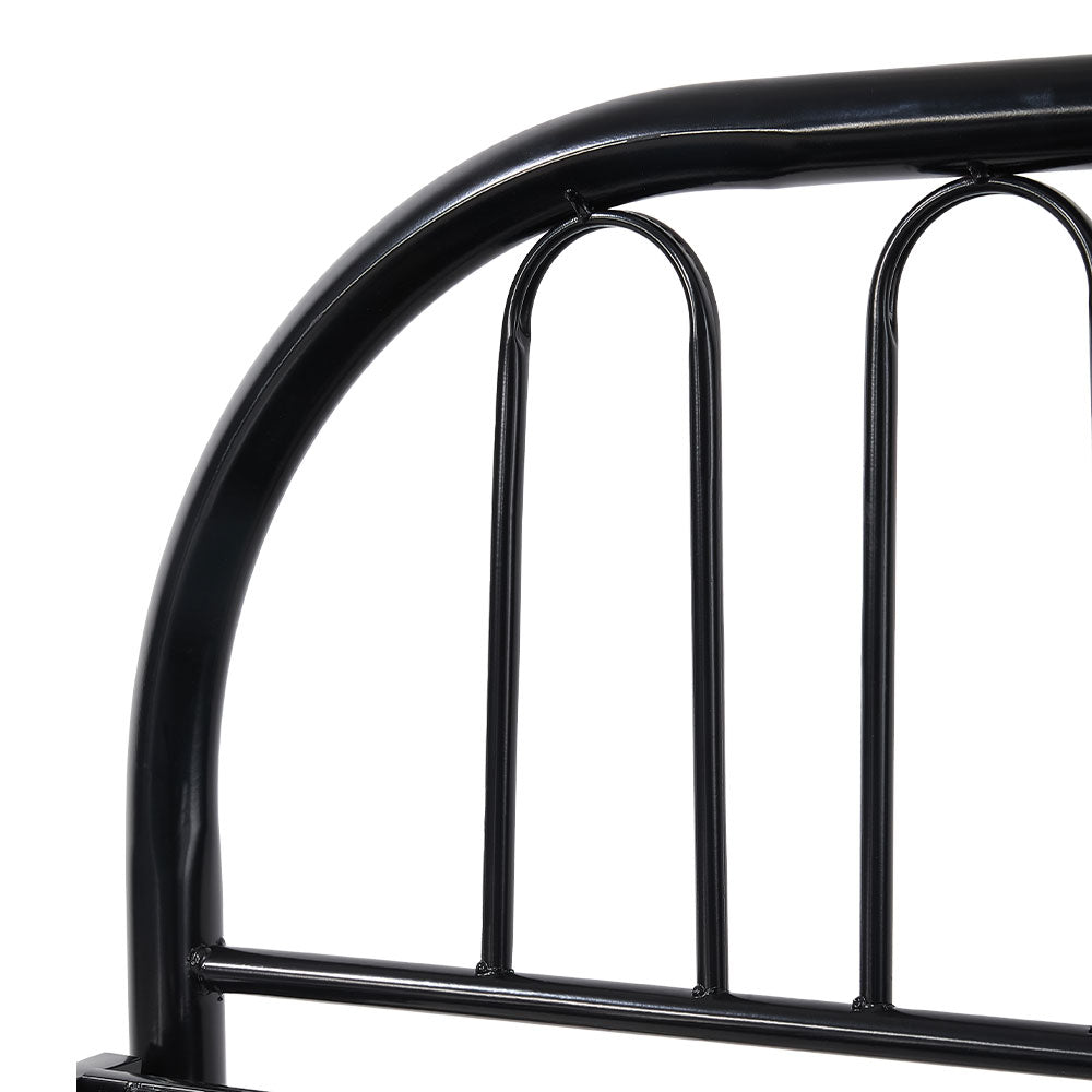 Garden Sanctuary metal folding bed frame with secure buckle design, showcasing sturdy metal construction and compact folded position.