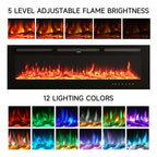 70/80 Inch Wall Mounted/Insert Electric Fireplace with 12 Colours Settings