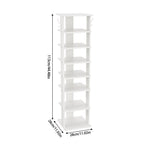 Natural Wood 8-Tier Shoe Rack for Entryway