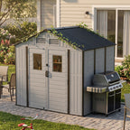 8 x 6 ft Plastic Garden Storage Shed with Apex Roof & Double Doors