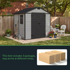 8 x 6 ft Plastic Garden Storage Shed with Apex Roof & Double Doors