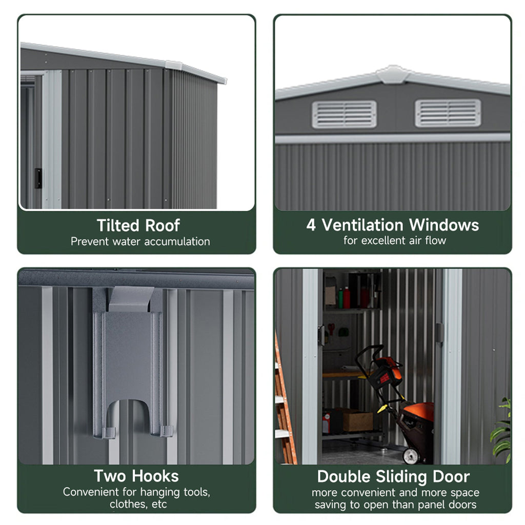 Metal Garden Storage Shed with Side Lean-to