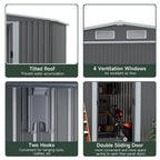 Metal Garden Storage Shed with Side Lean-to