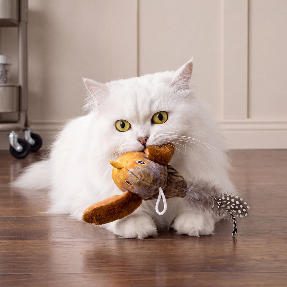 Interactive Chirping & Flapping Bird Cat Toy with Catnip