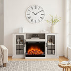 Electric Fireplace TV Stand with Glass Door Storage