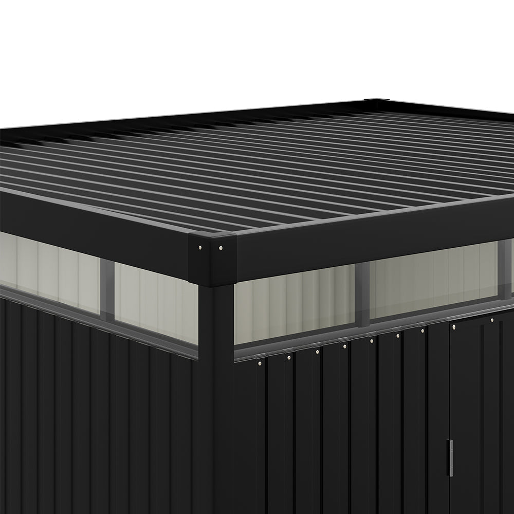 10 x 8 ft Metal Garden Storage Shed with Flat Roof & Double Doors
