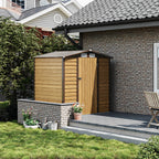 6 x 4 ft Wood Effect Galvanised Steel Garden Storage Shed with Apex Roof