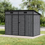 8 x 4 ft Plastic Garden Storage Shed with Pent Roof & Double Doors