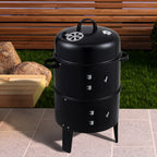 3 in 1 Garden 3-Tier Charcoal Grill with Smoker