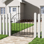 Black Metal Wrought Iron Garden Gate Heavy Duty with Fittings Bolts