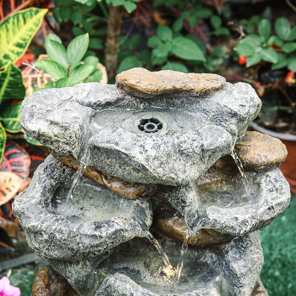 Garden Solar Powered Cascading Waterfall Fountain with LED Lights