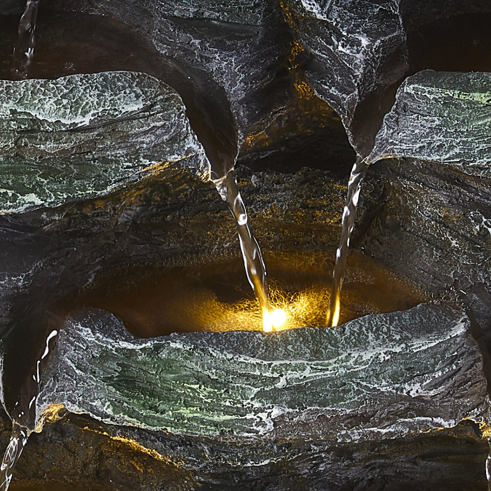Faux Rock Garden Fountain with Lights