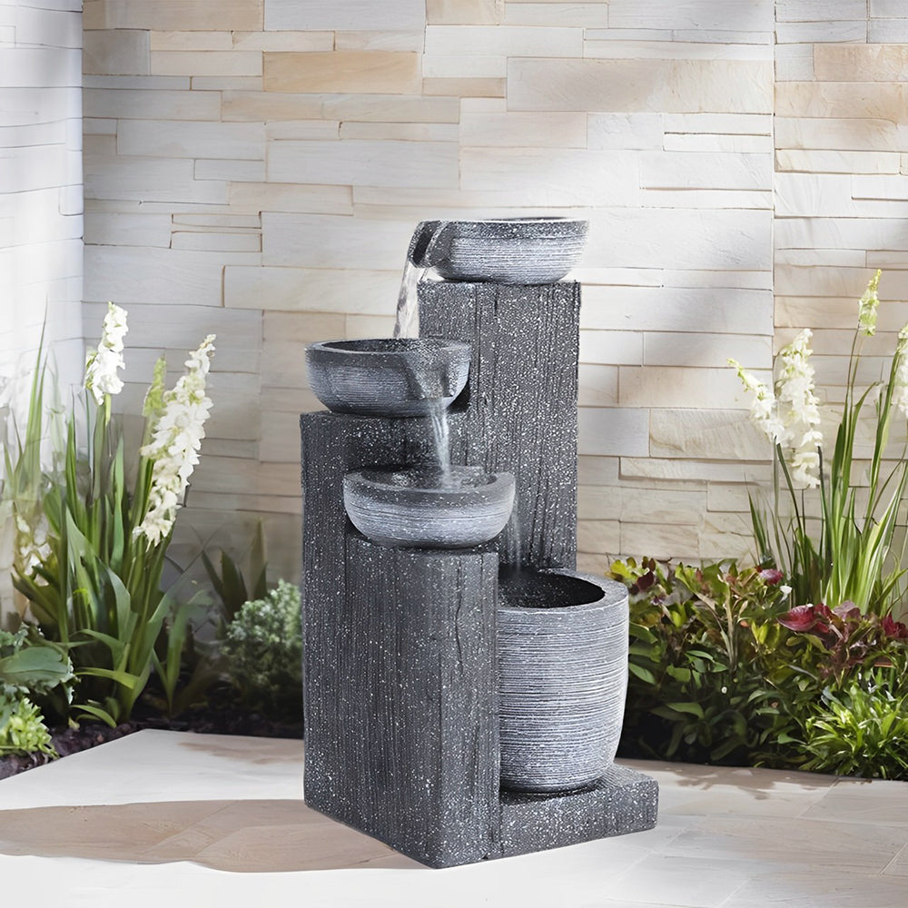 Outdoor Solar-Powered Water Fountain Rockery Decor