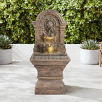 63CM Height Solar-Powered Garden Cascading Water Fountain with LED Light