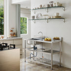 Durable Stainless Steel Sink with Side Drainer