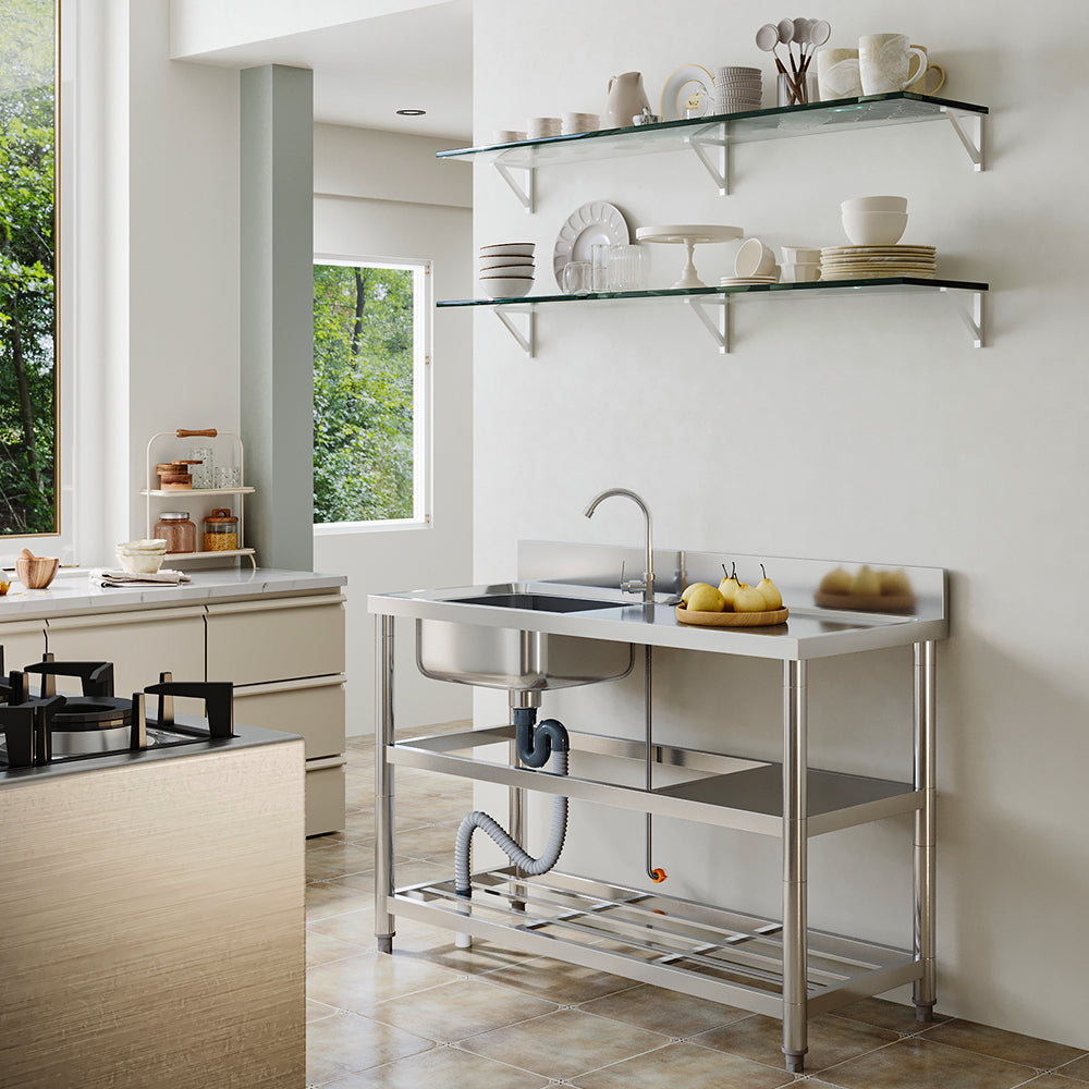 Durable Stainless Steel Sink with Side Drainer
