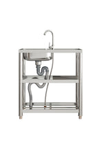 Stainless Steel One Compartment Sink with Shelves and Drainboard