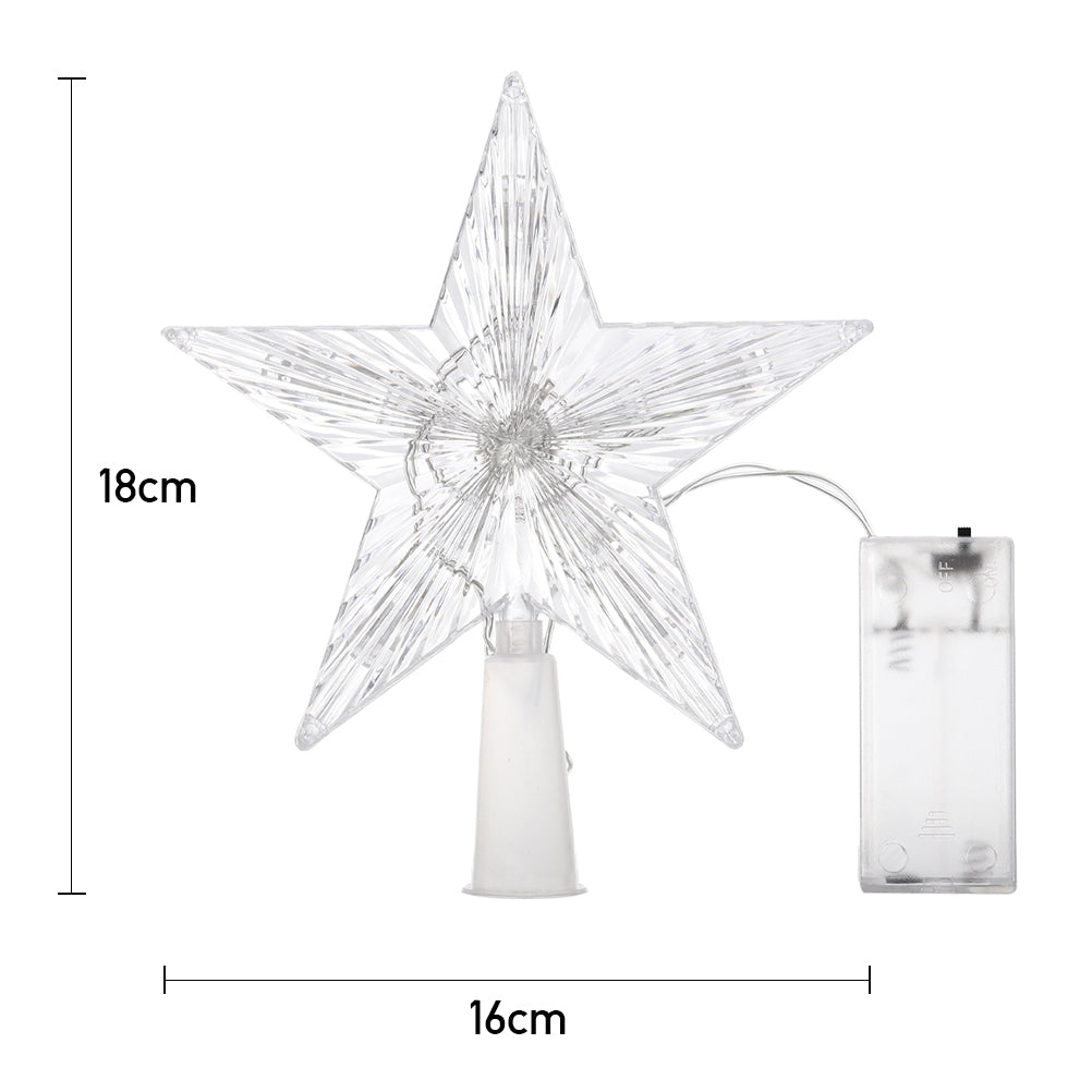 Garden Sanctuary Christmas LED star tree topper glowing with festive lights, perfect for decorating holiday trees.