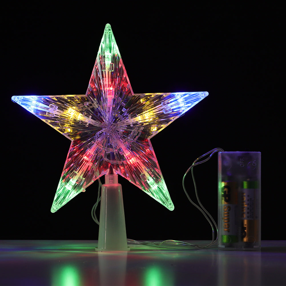 Christmas LED star tree topper by Garden Sanctuary, glowing decorative star for holiday Christmas tree decoration.