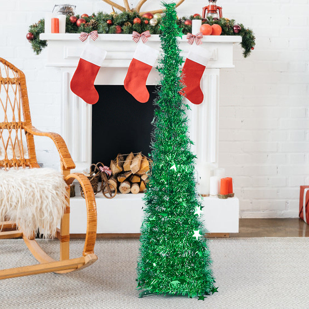 Collapsible 1.2M Pop Up Tinsel Christmas Tree with Base