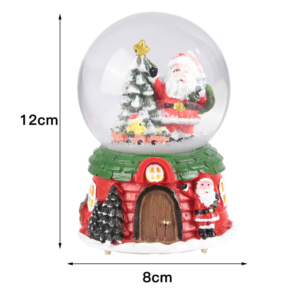 Garden Sanctuary Santa Claus snow ball gift music box Christmas glass ornament with festive holiday decoration