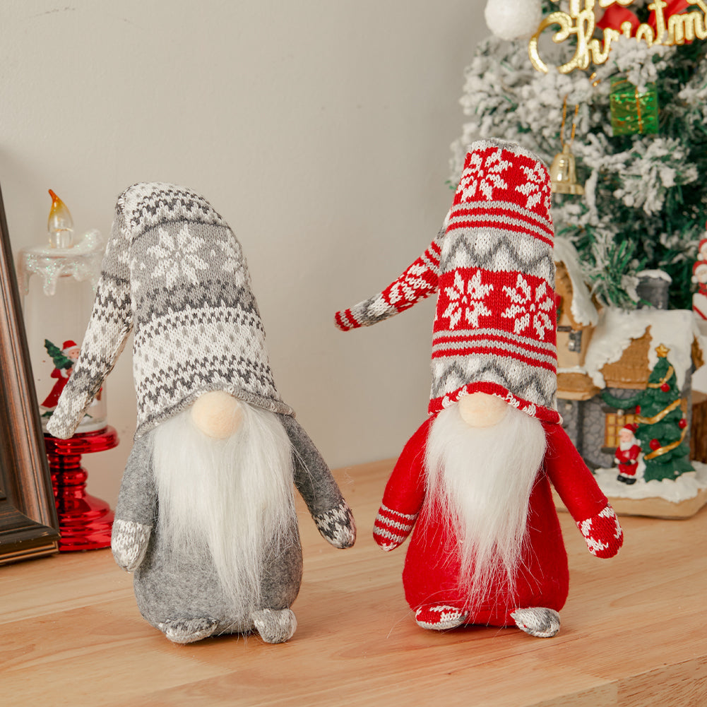 Garden Sanctuary Christmas Santa Gnome plush doll ornament with elf decor, featuring a festive red hat and cheerful holiday design.