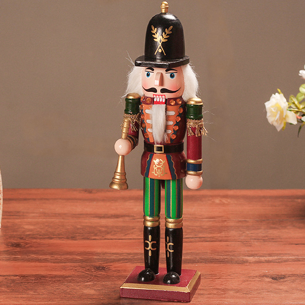 Wooden Nutcracker Soldier Christmas ornament by Garden Sanctuary, detailed festive figurine for holiday decoration.