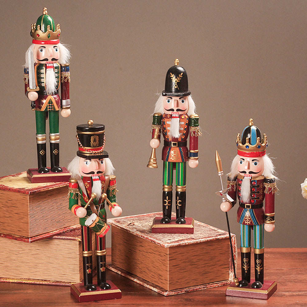 Wooden Nutcracker Soldier Christmas ornament by Garden Sanctuary, detailed festive figurine for holiday decorating.