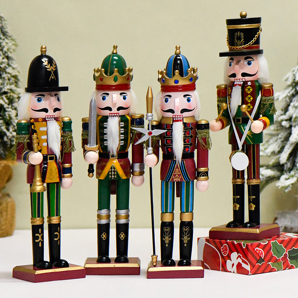 Wooden Nutcracker Soldier Figurine Christmas ornament by Garden Sanctuary, featuring a detailed festive nutcracker in traditional attire.