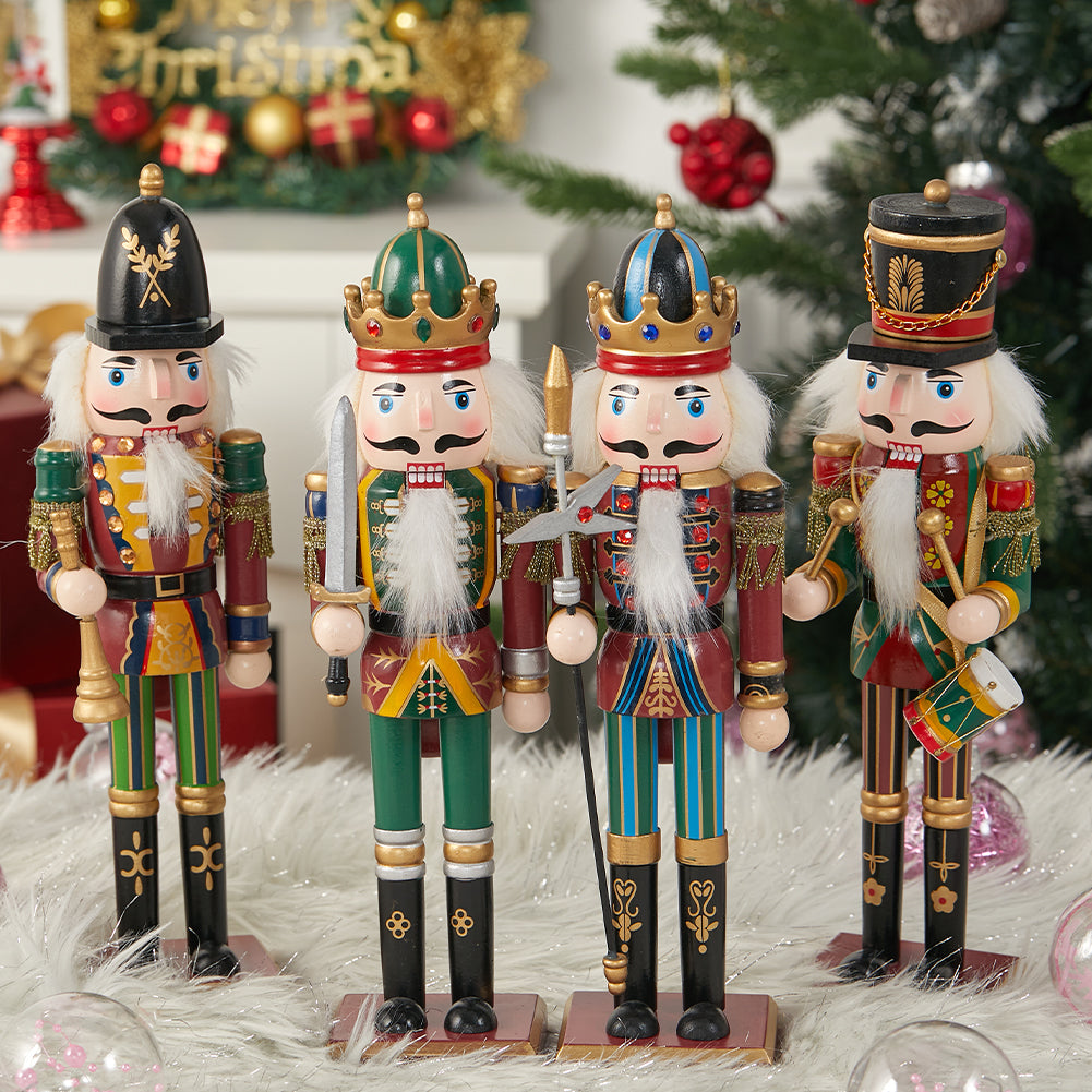 Wooden Nutcracker Soldier Christmas ornament by Garden Sanctuary, detailed figurine with festive holiday design.