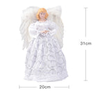 Angel Christmas tree topper with LED lights from Garden Sanctuary, featuring a festive holiday decor design.