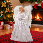 Angel Christmas tree topper with LED lights from Garden Sanctuary, featuring a detailed angel figure for holiday home decor.
