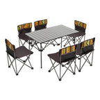 Portable Outdoor Camping Set with Foldable Table and 6 Chairs