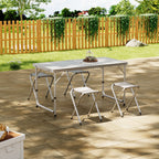 Folding Picnic Table with 4 Stools Portable Lightweight Aluminum Table Stools Set