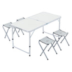 Folding Picnic Table with 4 Stools Portable Lightweight Aluminum Table Stools Set
