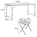 Folding Picnic Table with 4 Stools Portable Lightweight Aluminum Table Stools Set