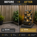 Multi-Tiered Garden Cascading Water Fountain with LED Lights