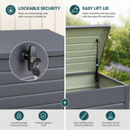 350L Metal Lockable Garden Storage Box Patio Waterproof Box