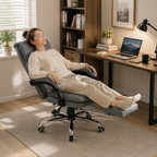 Height-Adjustable Ergonomic Reclining Office Chair with Footrest