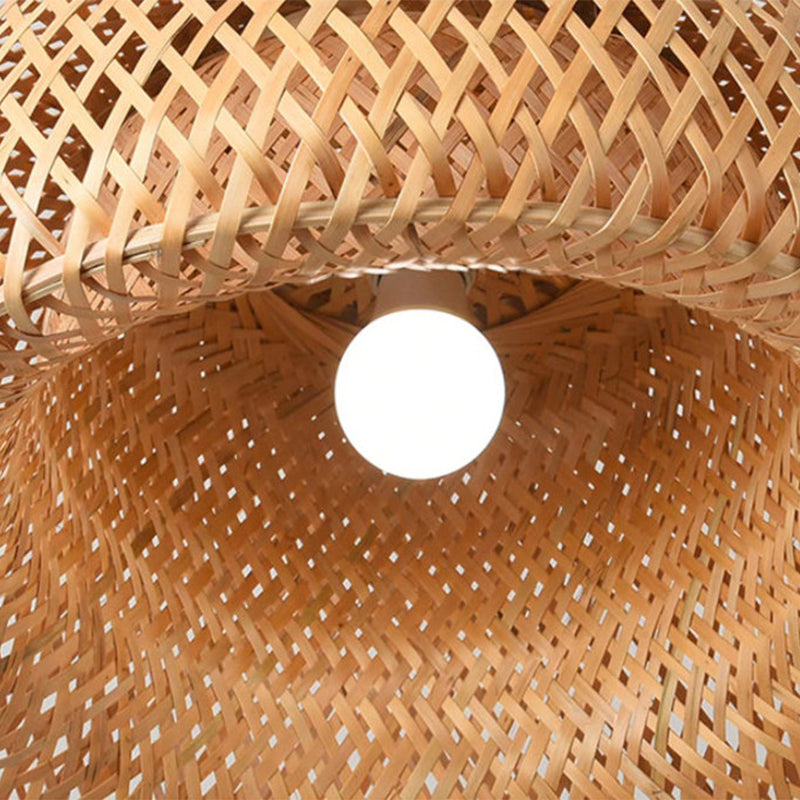 Handmade bamboo pendant light by DEMOLIGHTS, featuring a woven lamp shade perfect for modern and eco-friendly home decor.