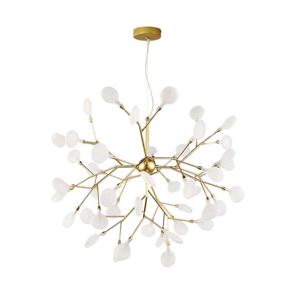 Modern Firefly LED chandelier by DEMOLIGHTS featuring Nordic leaf branch design with glowing LED lights and elegant pendant style.